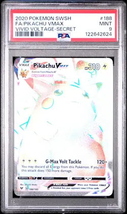 2020 POKEMON SWORD & SHIELD VIVID VOLTAGE SECRET FULL ART/PIKACHU VMAX PSA 9 - Image 1