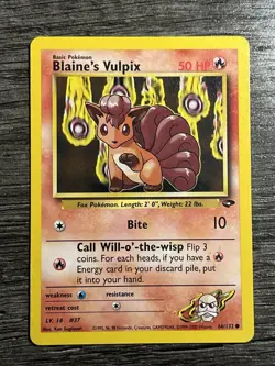 Pokemon TCG Blaine's Vulpix 66/132 Gym Challenge Regular Uncommon Unlimited LP - Image 1