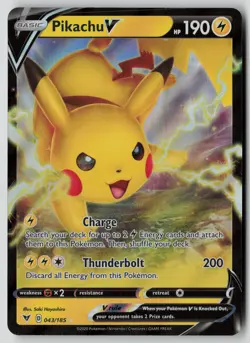 Pokemon Pikachu V - (#60 Pikachu Stamped) 043/185 Holo Rare NM - Image 1