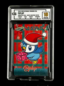 2024 Pokemon CG 10 Pristine PIPLUP Christmas Data TCG XMAS Holiday CGC PSA 2 - Image 1