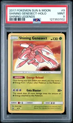 2017 POKEMON SUN & MOON SHINING LEGENDS #9 SHINING GENESECT-HOLO PSA 9 - Image 1