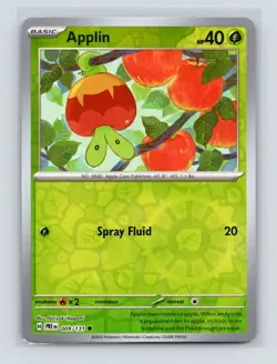 Pokemon TCG Applin 009/131 SV: Prismatic Evolutions Reverse Holo NM - Image 1