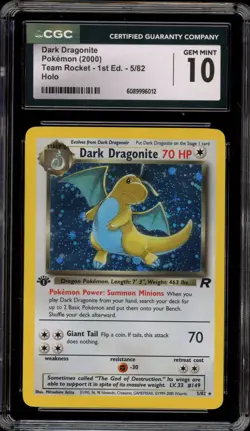 Pokemon Dark Dragonite Team Rocket 1st Edition Holo Rare #5 CGC 10 Gem Mint - Image 1