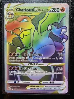 Pokemon TCG Charizard VSTAR Rainbow Secret Rare Card Brilliant Stars 174/172 NM - Image 1