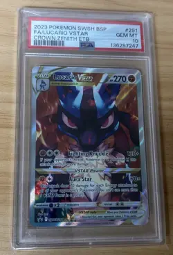 2023 POKEMON SWSH BLACK STAR PROMO #291 FULL ART/LUCARIO VSTAR PSA 10 - Image 1