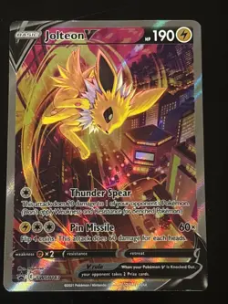 Pokemon TCG Jolteon v SWSH183 Black Star Promo Holo Full Art Card NM Condition - Image 1