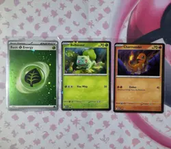 Pokemon 151 Cosmos Holo 3 Card Lot HD Swirl Bulbasaur Charmander Grass Energy - Image 2