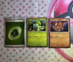 Pokemon 151 Cosmos Holo 3 Card Lot HD Swirl Bulbasaur Charmander Grass Energy - Image 3
