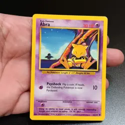 Abra 43/102 Base Set Pokemon Card Wizards Of The Coast 1999 Vintage LP - Image 1