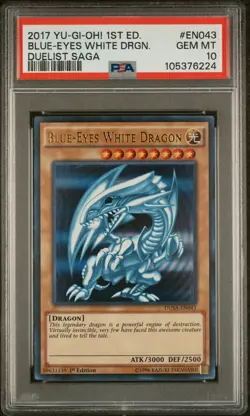 2017 YU-GI-OH! DUELIST SAGA 1ST ED #EN043 BLUE-EYES WHITE DRAGON PSA 10 - Image 1