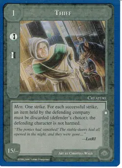 MIDDLE EARTH BLUE BORDER PREMIER RARE CARD THIEF ex - Image 1