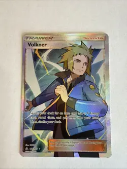 VOLKNER Full Art Ultra Rare 2018 Sun & Moon Ultra Prism Pokemon Card 156/156-NM - Image 1