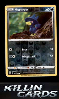 Reverse Holofoil Murkrow 114/196 Pokemon Common SWSH11: Lost Origin Card NM - Image 1