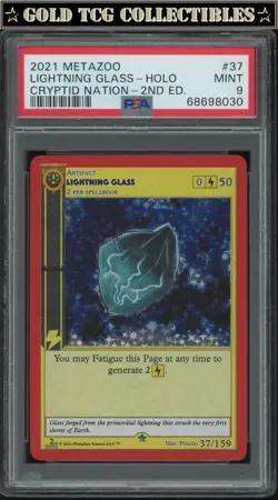 PSA 9 ⭐ MetaZoo Lightning Glass 37 Cryptid Nation Holo 2nd Edition Card - Image 1