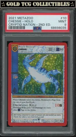 PSA 9 ⭐ MetaZoo Chessie 10 Cryptid Nation Holo 2nd Edition Card - Image 1