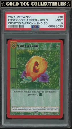 PSA 9 ⭐ MetaZoo Forest God Amber 30 Cryptid Nation Holo 2nd Edition Card - Image 1