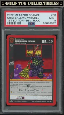 PSA 9 ⭐ MetaZoo Chibi Salem Witch 58 Seance Reverse Holo 1st Edition Card - Image 1