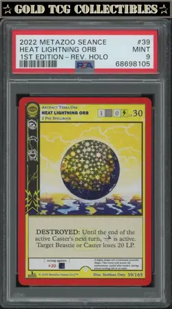 PSA 9 ⭐ MetaZoo Heat Lightning Orb 39 Seance Reverse Holo 1st Edition Card - Image 1