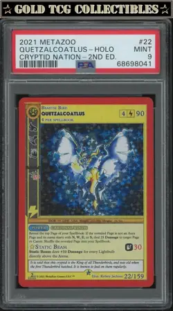 PSA 9 ⭐ MetaZoo Quetzalcoatlus 22 Cryptid Nation Holo 2nd Edition Card - Image 1