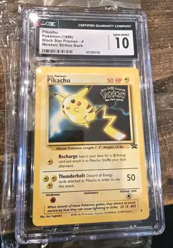 1999 Pikachu Black Star Promo #4 Pokemon Card Mewtwo Strikes Back CGC 10 - Image 1
