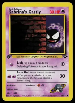 Pokemon Card - Sabrina's Gastly Gym Challenge 96/132 Common 1st Edition - Image 1