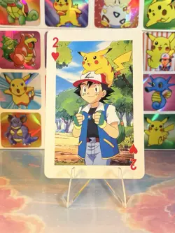Pikachu Pokemon Vintage Playing Poker Card Charizard Nintendo - Prism Holo Back - Image 4