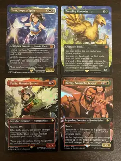 MTG Final Fantasy Borderless Traveling Chocobo, Yuna, Yuffie, Barret Track Foils - Image 1