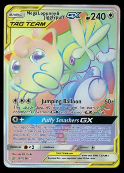 Pokemon Mega Lopunny & Jigglypuff GX 261/236 Cosmic Eclipse Ultra Rare Near Mint - Image 1