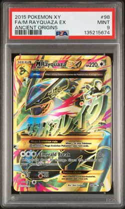 2015 POKEMON XY ANCIENT ORIGINS #98 FULL ART/M RAYQUAZA EX PSA 9 - Image 1