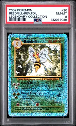 2002 POKEMON LEGENDARY COLLECTION #20 BEEDRILL-REVERSE FOIL PSA 8 - Image 1