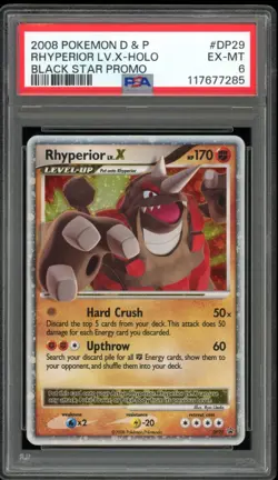 2008 Pokemon Black Star Promo #DP29 Rhyperior LV.X Holo PSA 6 EX-MT - Image 1