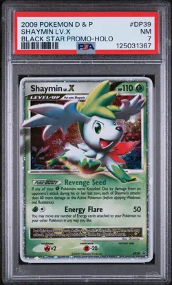 2009 POKEMON DIAMOND & PEARL BLACK STAR PROMO #DP39 SHAYMIN LV.X-HOLO PSA 7 - Image 1