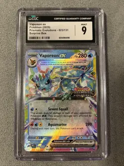 Vaporeon Ex 023/131 JP Pokemon 2025 Prismatic Evolutions Stamped CGC 9 Mint - Image 1