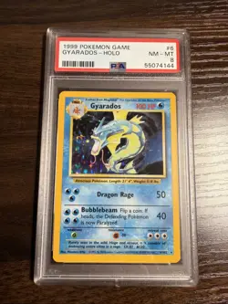 1999 Pokemon TCG Gyarados Holo Base Set 6/102 PSA 8 - Image 1