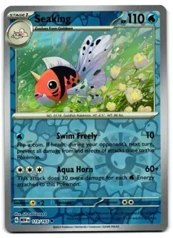 Seaking 119/165 - 151 Uncommon Pokemon TCG Reverse Holo - M/LP Card - Image 1