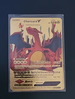 Pokemon V Evolution Charizard V HP 508 LV 91 Gold Foil Fan Art Card - Image 1