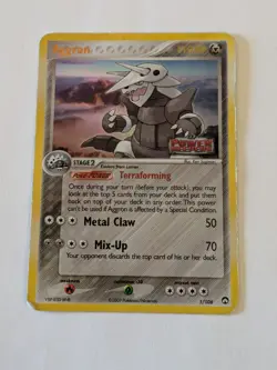 Aggron EX Power Keepers 1/108 Rare Reverse Holo Pokemon Card 2007 Damaged - Image 1