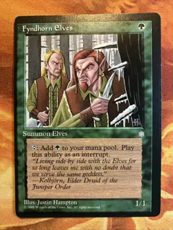 MTG Miscut Fyndhorn Elves Ice Age Lightly Played Condition Green Vintage!!! - Image 1