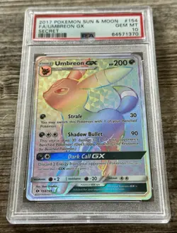 2017 POKEMON SUN & MOON SECRET #154 FULL ART/UMBREON GX PSA 10 - Image 3