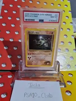 2000 Pokemon Gym Heroes Brock's Onix #21 PSA 10 Vintage WOTC - Image 1
