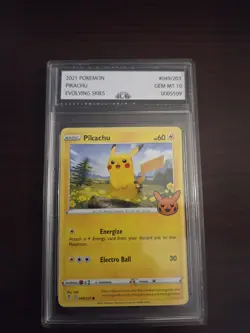 2021 POKEMON EVOLVING SKIES 049 PIKACHU TRICK OR TRADE 2022 PSA 10 Gem Mint - Image 1