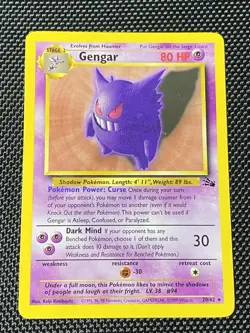 Pokemon TCG Gengar #20/62 Fossil Non-Holo Unlimited WOTC VTG 1999 MP - Image 1