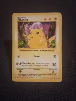 Pokemon TCG Base Set Shadowless Red Cheeks Pikachu 58/102 DMG - Image 1