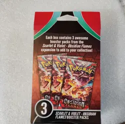 Pokemon Scarlet & Violet Obsidian Flames Hanger Box 3 Booster Packs Sealed New - Image 2