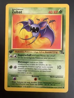 Pokemon TCG - Zubat 57/62 Fossil Set - 1. Edition - Near Mint - Image 1