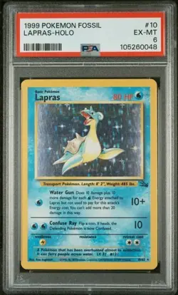 1999 Pokemon Fossil Holo #10 Lapras PSA EX-MT 6 - Image 1