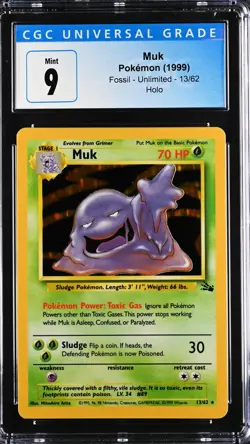 1999 POKEMON FOSSIL UNLIMITED MUK 13/62 HOLO CGC 9 PSA 3820622146 - Image 1