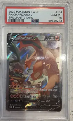 2022 Pokemon SwSh Brilliant Stars Charizard V #154 Full Alt Art PSA 10 - Image 1