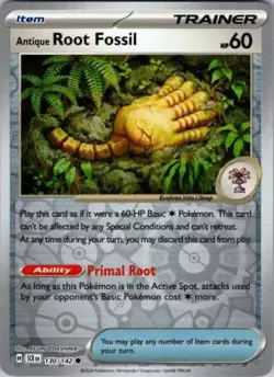 130/142 - Antique Root Fossil - Stellar Crown - Reverse Holo - Trainer Card - Image 1
