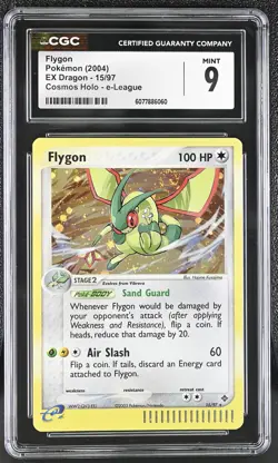 CGC 9 MINT Flygon 2004 EX Dragon 15/97 Cosmos Holo - e-League SWIRL Pokemon Card - Image 1